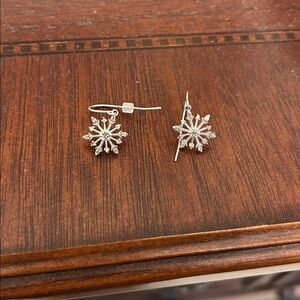 Sterling silver and diamond snowflake earrings